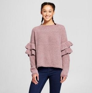 Mossimo Women's Ruffled Sleeve Sweater Size L